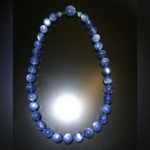 Vintage blue moon glow lucite necklace